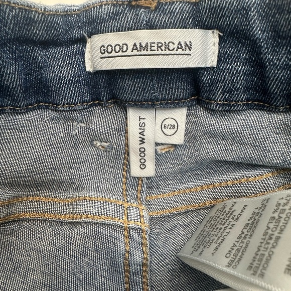 Good American Good Waist Button Fly Distressed Skinny Jeans Size 6/28 - Picture 5 of 8